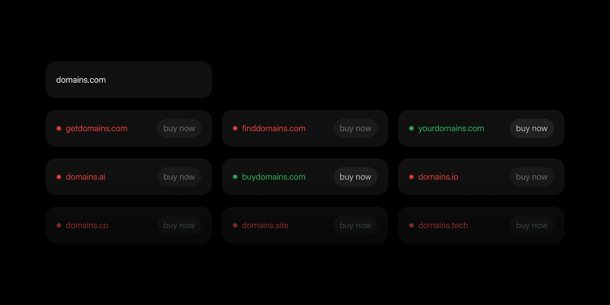 Domain variations generator showing creative alternatives, synonyms, and spelling variations for domain names